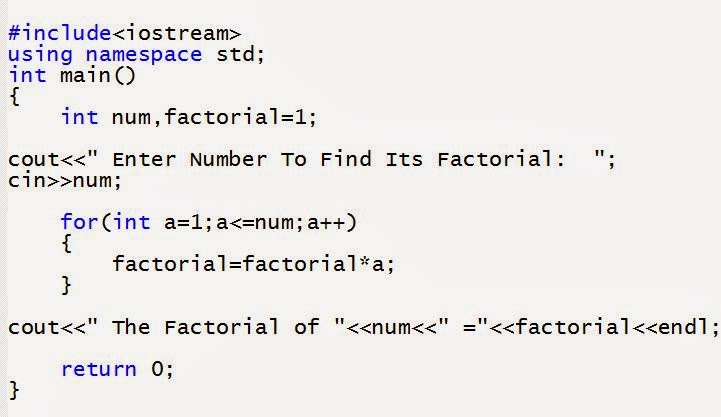 Write a program for factorial